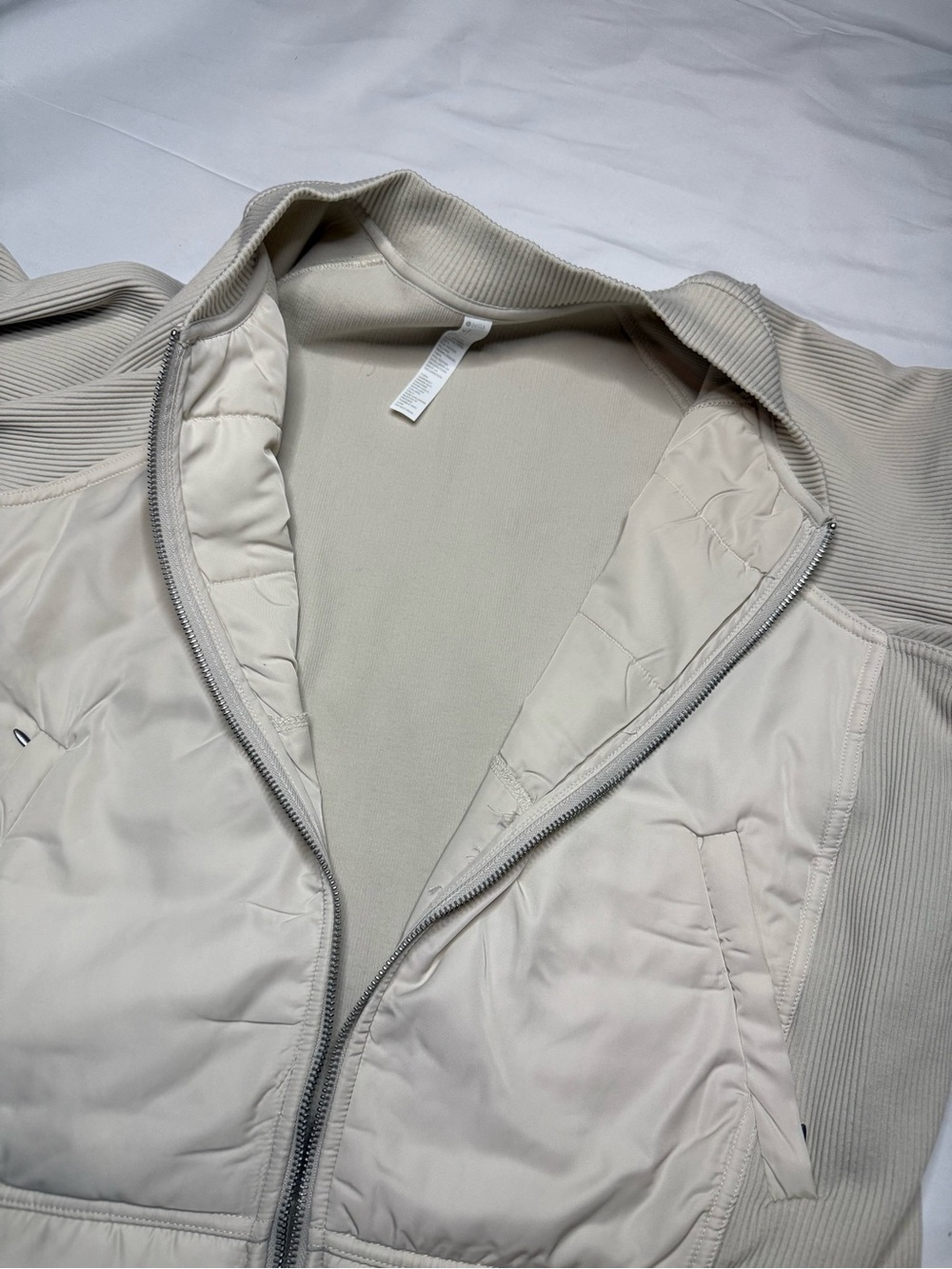 Zella Women’s Grey Moonbeam Seamless Mixed Media Bomber Jacket - Sz X-Large, NWT - Picture 7 of 13